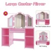 Kids Vanity with Lights, Makeup Desk Chair Set with Storage Shelves Cabinet, Toddler Dressing Table with Mirror, Pretend Play Vanity Set for Girls - 3 of 4