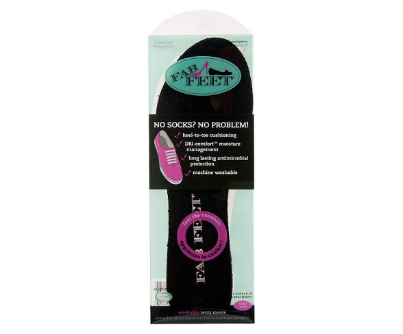 Women's Fab Feet by Foot Petals Washable Terry Insoles Shoe Cushion Black - 1 pair