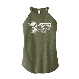 Women's - Peanuts - Records Dancing Snoopy Graphic High Neck Tank - 1 of 4