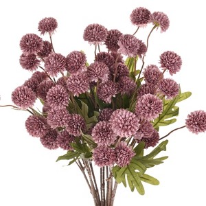 Unique Bargains 5-Heads Artificial Chrysanthemum Ball Flowers Silk Bouquets Real Touch 20 Inch - 1 of 4