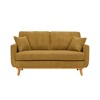 2-Seater Corduroy Mid-Century Sofa with Flared Arms, Solid Wood Frame and 2 Throw Pillows for Apartment or Small Living Room - 3 of 4