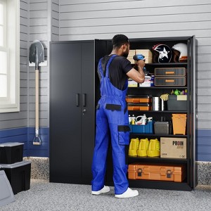 Mlezan 72H" Metal Storage Cabinets with Lock, Garage Storage Cabinet with 2 Door and 5 Adjustable Shelves, for Home, Office, Gym, Garage - 1 of 4