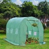FDW Portable Greenhouse 6.5FT Height with Zipper Curtains PE Cover Steel Frame, Green - 2 of 4
