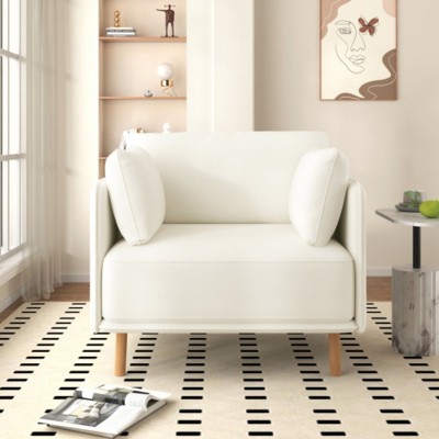 Modern 39" Upholstered Chair with Soft Cushions & Wood Legs