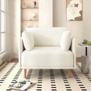 Modern 39" Upholstered Chair with Soft Cushions & Wood Legs - 1 of 4