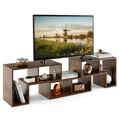 59-inch Fluted TV Stand Entertainment Center - Mid Century Modern TV Cabinet With Storage For 50-65 Inch TVs In Natural Oak