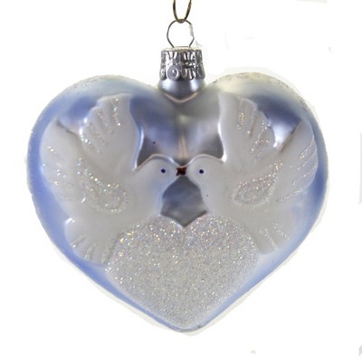 Christina's World 3.75" Love Dove On Blue Heart Ornament St Christmas Wedding  -  Tree Ornaments