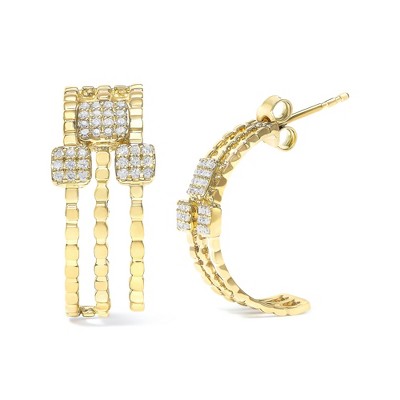 Haus of Brilliance 14K Yellow Gold Plated Silver 1/4 Ctw Diamond Multi-Dimension Dangle Earrings