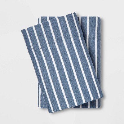 Photo 1 of 2pcs Standard Printed Jersey Pillowcase Set Blue Stripe - Room Essentials 