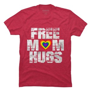 Adult Design By Humans Vintage Free Mom Hugs Heart Pride By Avocato T-Shirt - 1 of 2