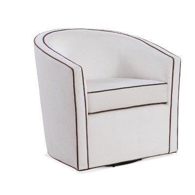 Keely Cream Velvet Barrel Swivel Accent Chair