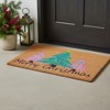 HomeRoots 17" X 29" Brown Green And Pink Christmas Trees Merry Christmas Outdoor Coir Door Mat - 2 of 4
