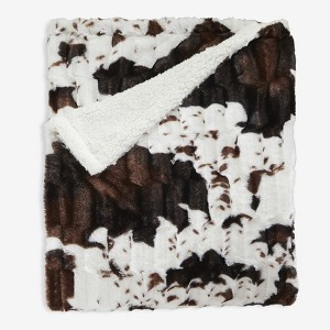 BrylaneHome Faux Fur Animal Print Blanket - 1 of 3