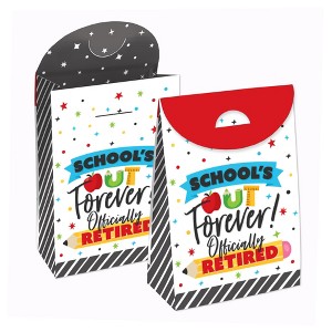 Big Dot of Happiness Teacher Retirement - Happy Retirement Gift Favor Bags - Party Goodie Boxes - Set of 12 - 1 of 4