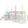 D'Eco Mason Jar Tray Set - 6 Mason Jars (16 oz each) w Colorful Lids & Reusable Straws - Includes Wooden Tray for Easy Carrying, Serving, and Travel - 3 of 4