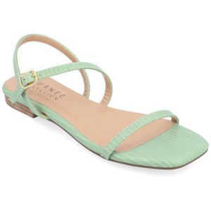 Journee Collection Womens Crishell Textured Material Sling Back Stacked Heel Sandals - 1 of 4