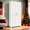GlasFlength Decorative Storage Cabinets, 2 Shapely Doors with Vertical Holes, White, 35.5"*15.75"*71" - 4 of 4