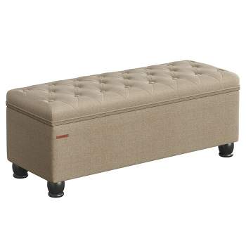 SONGMICS 46.5" Storage Ottoman Bench Long Bed End Stool with Storage 330.6 lb Load Capacity Solid Wood Legs