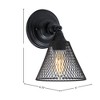 Toltec Lighting Any 1 - Light Sconce in  Matte Black with 7" Matte Black Cone Mesh Metal Shade Shade - 2 of 2