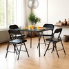 FurnitureR 5-Piece Folding Table and Chair Set – Portable Square Table with 4 Padded Chairs, Space-Saving Dining or Card Game Set for Home, Black - 4 of 4