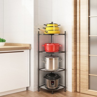 4 Tier Corner Display Rack Multipurpose Metal Shelving Unit