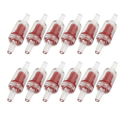 Unique Bargains Aquarium Fish Tank Plastic One Way Non-return Check Valves Red Clear 12 Pcs