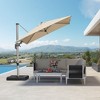 PURPLE LEAF Right-left Tilt Cantilever Umbrella with Base Patio Outdoor Swivel Umbrella with 360-degree Rotation - 2 of 4