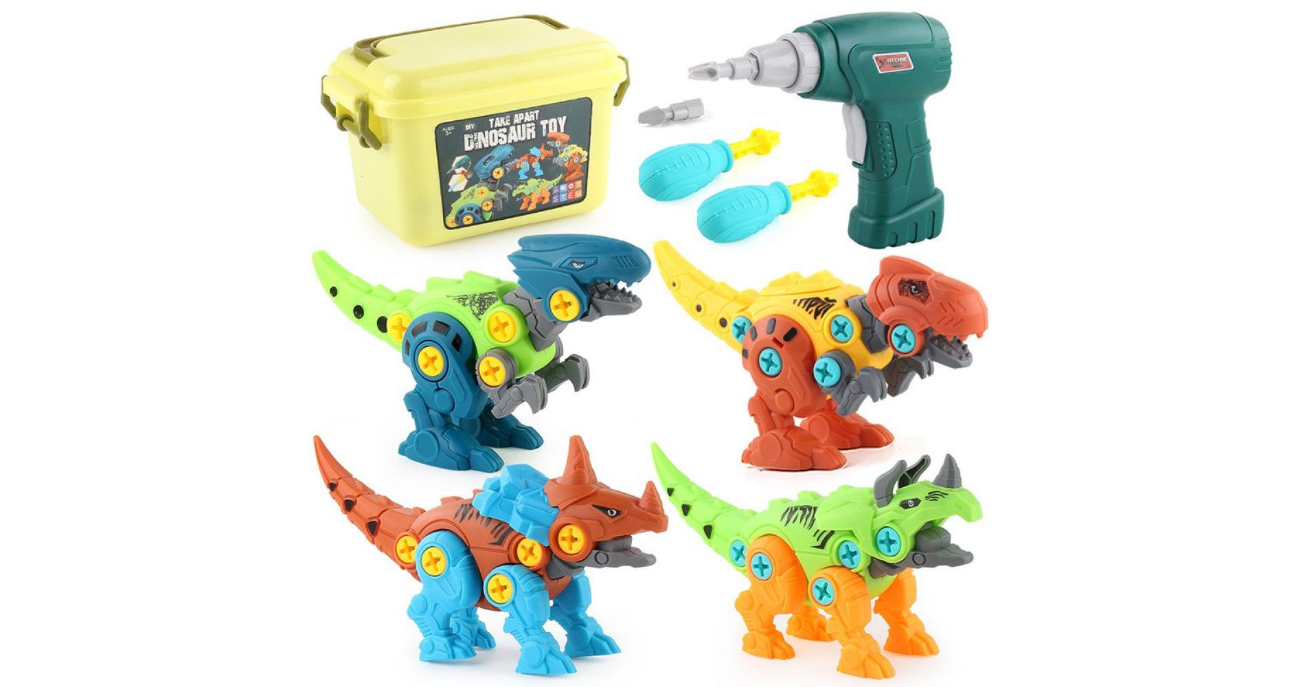 MOVSSOU Dinosaur Toys Take Apart Stem Drill Building Construction