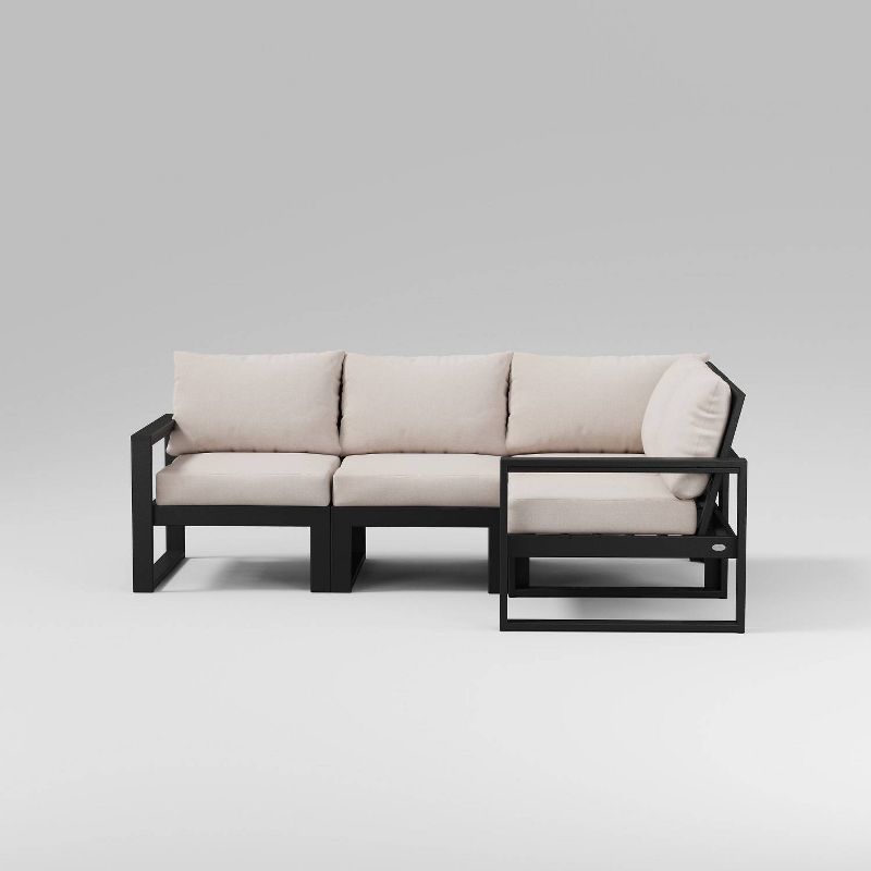 POLYWOOD 4pc EDGE Modular Deep Seating Outdoor Patio Sectional Sofa Furniture Set, 3 of 4