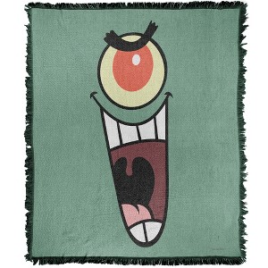 Spongebob Plankton Sinister Face Blanket 50"x60" Woven Tapestry - 1 of 4