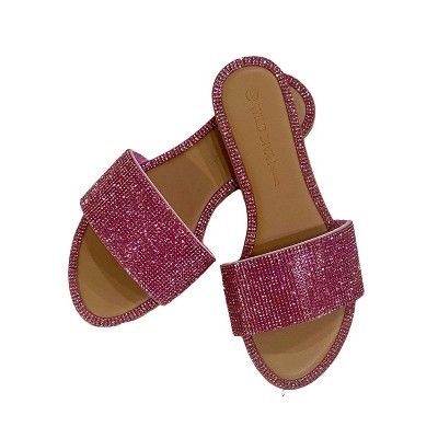 Women's Wo's Rhinestone Wide Strap Sandals - WILD DIVA