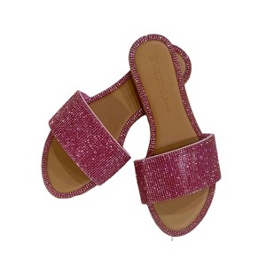 Women's Wo's Rhinestone Wide Strap Sandals - WILD DIVA - 1 of 2