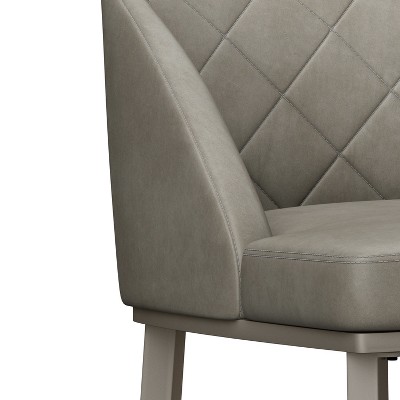 Mid-Century Modern Pewter Gray Faux Leather Counter Stools - Set of 2