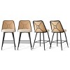 Set of 2 Rattan Back Counter Bar Stools,Double Layer Paded Counter Height Chairs for Dining Room,Island,Home Bar-Tanpinhause - 2 of 4