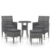 vidaXL 5-Piece Patio Lounge Set - Gray Poly Rattan Furniture with Tempered Glass Tabletop - Outdoor Chairs & stools for Garden - 3 of 4
