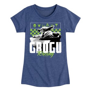 Girls' - The Mandalorian - Grogu Racing Jersey Fitted Short Sleeve Graphic T-Shirt - 1 of 4