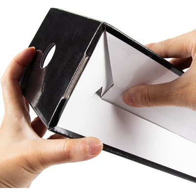 Black and White Corrugated Cardboard Document and Magazine Holders, 8-Pack