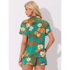 Allegra K Women's Floral Tropical Vacation Beach Hawaiian Button Down Shirt and Short Set - 4 of 4