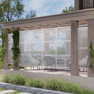 PexFix 72 in. x 35 in. Outdoor Privacy Rectangle Screen Galvanized Steel Panel Divider in White - 1 of 4