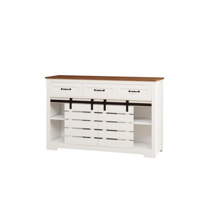 Sevobal Utility Storage Cabinets, Open lockers with Adjustable Shelves and Sliding Doors for Living Room Kitchen Hallway, White, 52.05"*15.75"*33.86"