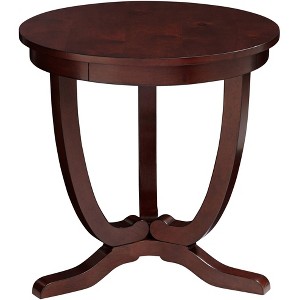 Elm Lane Nash-II Vintage Espresso Wood Round Accent Table 24" Wide Dark Brown Curving Legs for Spaces Living Room Bedroom Bedside Entryway Office Home - 1 of 4
