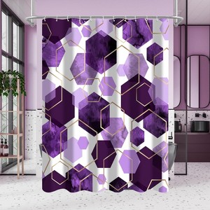 Purple Modern Shower Curtain for Bathroom, Geometric Art Decor Waterproof Bath Curtain 70.8x70.8 Inch - 1 of 1