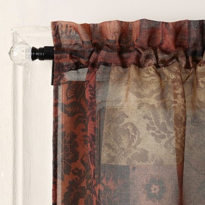 Eden 56" x 14" Brick Red Sheer Rod Pocket Valance