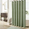 Sage Green Shower Curtain Neutral Linen Boho Farmhouse Rustic Vintage Country Spring Summer Bath Decor Weighted Fabric - 2 of 4