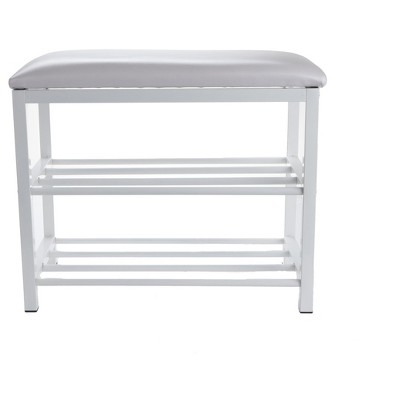 Mind Reader 3 Tier Shoe Bench, White