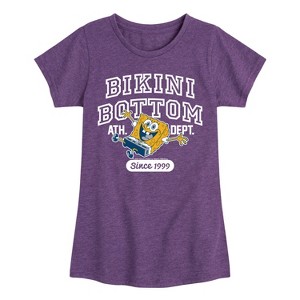 Girls' - Spongebob Squarepants - Bikini Bottom Ath Dept Fitted Short Sleeve Graphic T-Shirt - 1 of 4