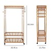 Artloge 3 Tier Wooden Clothes Rail Mobile Garment Rack Stand Heavy Duty Clothing Coat Shoes Bags Rack with Hooks & Wheels for Bedroom Home Storage - 3 of 4