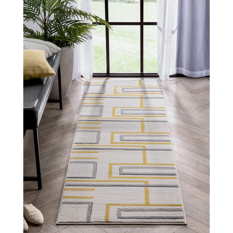 Well Woven Fiora Modern Geometric Stripes Boxes Area Rug, 3 of 10