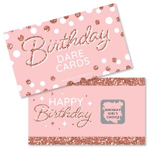 Big Dot of Happiness Pink Rose Gold Birthday - Happy Birthday Party Game Scratch Off Dare Cards - 22 Count - 1 of 4