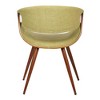 FurniFact,Mid-Century Dining Chair in Walnut Finish with Green Fabric Upholstery - 4 of 4